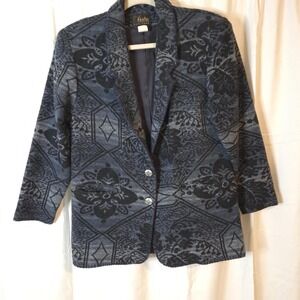 David Paul Vintage Western Two Button Cotton Blend Blazer Blue Black Size S